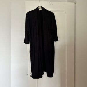 Long black open cardigan